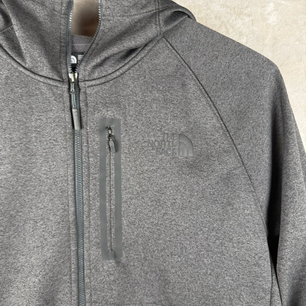 The North Face Mens Full Zip Hoodie Heather Grey Performance Jacket Large L